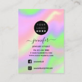 Logo Handmade Jewelry Kaart Holographic Pinky Visitekaartje (Achterkant)