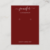 Logo Handmade Jewelry Kaart Minimalism Burgundy Visitekaartje (Voorkant)