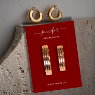 Logo Handmade Jewelry Kaart Minimalism Burgundy Visitekaartje