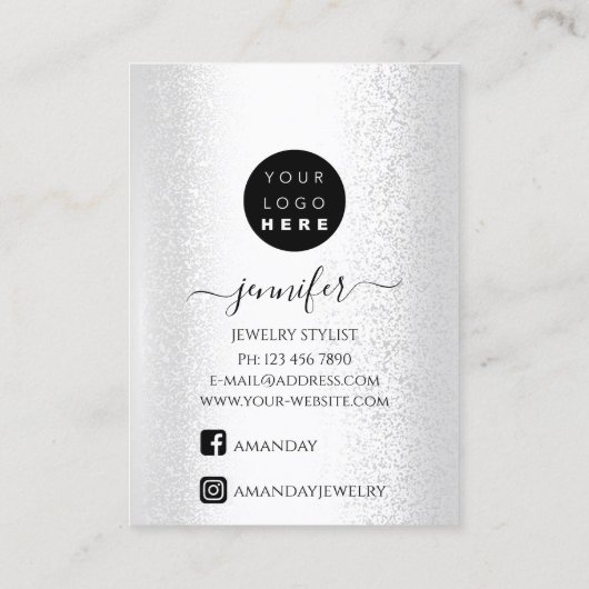 Logo Handmade Jewelry Kaart Silver Grey Visitekaartje (Achterkant)