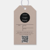 Logo Hang Label Prijs Kleding Zorg Hand Made Beige Cadeaulabel (Voorkant)