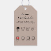 Logo Hang Label Prijs Kleding Zorg Hand Made Beige Cadeaulabel (Achterkant)