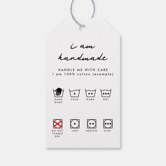 Logo Hang Label Prijs Kleding Zorg Hand Made Cadeaulabel (Achterkant)