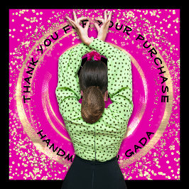 Logo Hartelijk dank voor de handgemaakte roze goud Ronde Sticker