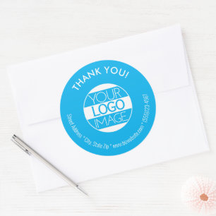 Logo Hemelblauw & Wit Zakelijk Bedankt Bestelling Ronde Sticker