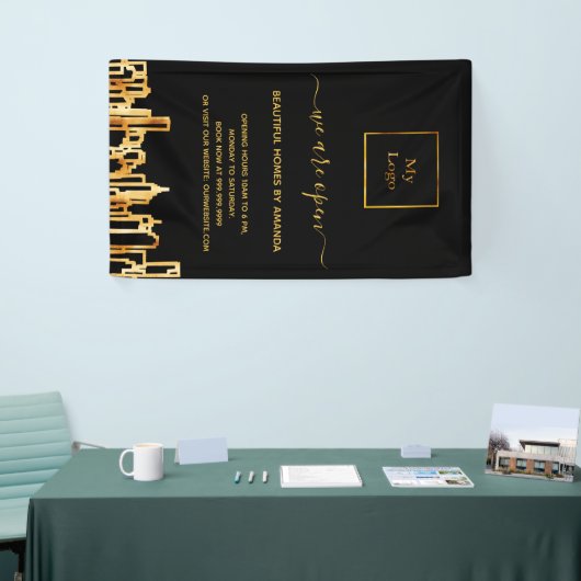 Logo heropende thuisschoonmaakservice voor bedrijv spandoek (Beurs)