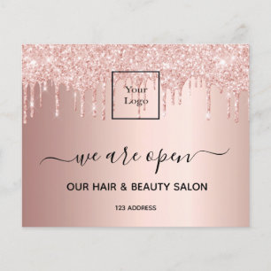 Logo heropening haar schoonheidssalon roze goud gl flyer