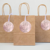 Logo heropening schoonheid salon roos goud glitter ronde sticker