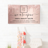 Logo heropening schoonheid salon roos goud glitter spandoek (Insitu)
