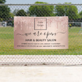 Logo heropening schoonheid salon roos goud glitter spandoek (Insitu)