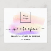 Logo het heropenen van witte pastels interieurontw flyer (Voorkant)