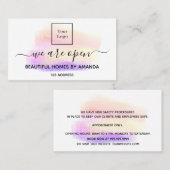 Logo het heropenen van witte pastels interieurontw visitekaartje (Voorkant / Achterkant)