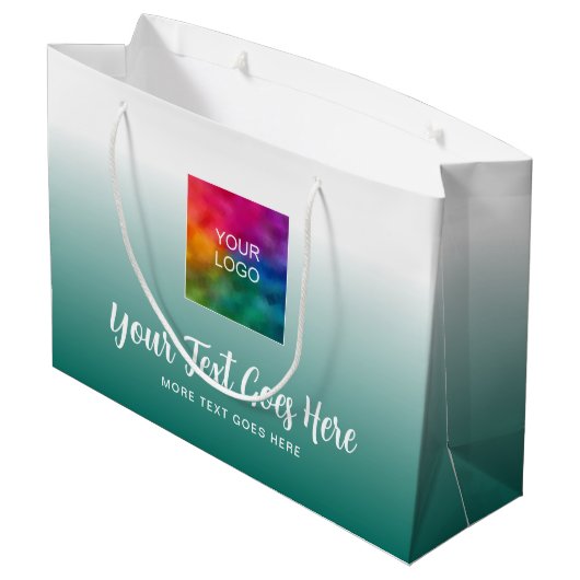 Logo Hier Blauwgroen aangepaste Sjabloon typografi Groot Cadeauzakje (Achterkant Gekanteld)