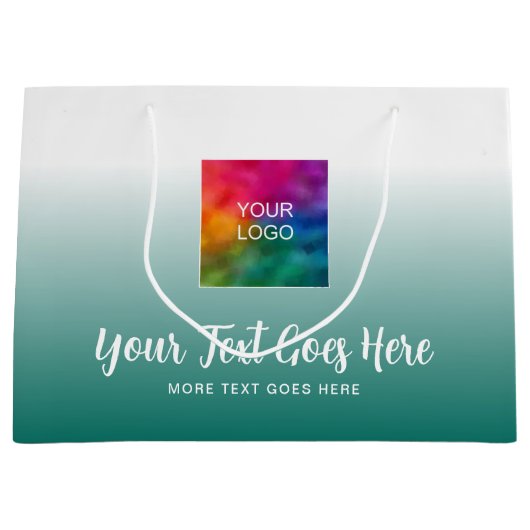 Logo hier turquoise aangepaste sjabloon typografie groot cadeauzakje (Voorkant)