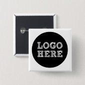 Logo Hier Vierkante Button 5,1 Cm (Voorkant /achterkant)