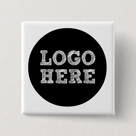 Logo Hier Vierkante Button 5,1 Cm (Voorkant)