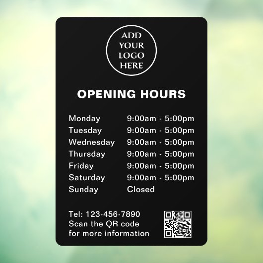 Logo Hier Winkeluren Bedrijfs QR-code Bedrijf Raamsticker (Vel 3)