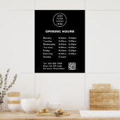 Logo hier Winkeluren Bedrijfs QR Code Company Poster (Keuken)