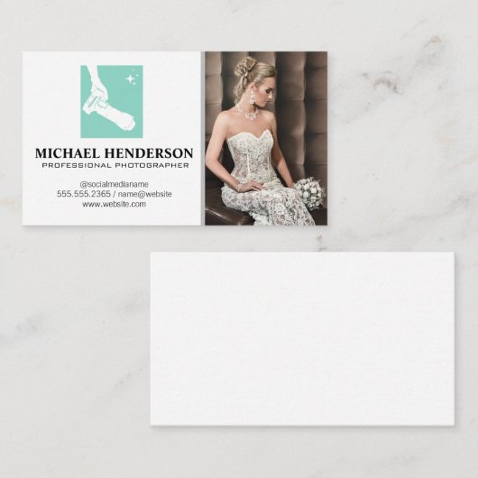 Logo holdingcamera | Model in huwelijksdress Visitekaartje (Voorkant / Achterkant)