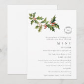 Logo Holly Zakelijk Kerstfeest Menu Kaart (Voorkant / Achterkant)