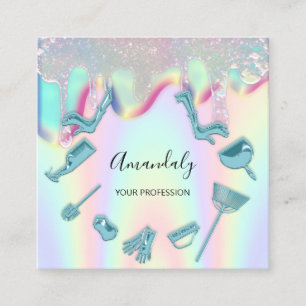 Logo Holograaf Drip Maid House Cleaning Services Vierkante Visitekaartje