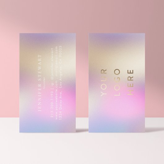 Logo Holografische Iridescent Moderne Feminine Visitekaartje