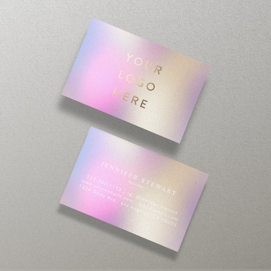 Logo Holografische Iridescent Moderne Feminine Visitekaartje