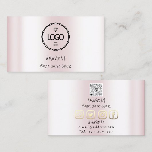 Logo Holographic Busine voor sociale media Logo QR Visitekaartje (Voorkant / Achterkant)