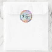 Logo Holographic Glitter Rainbow Ombre Glam Ronde Sticker (Tas)