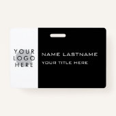 Logo Horizontaal Modern Zwart Wit Titel Naam Badge (Achterkant)