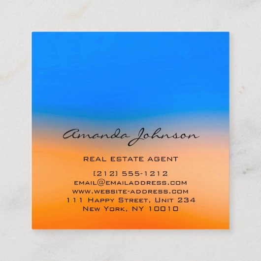 Logo House Real Estate Agent Home Blue Oranje Vierkante Visitekaartje (Achterkant)