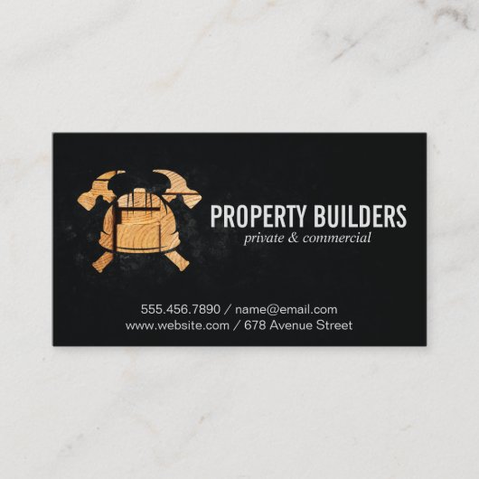 Logo | Hout | Hammers Hardhat Visitekaartje (Voorkant)