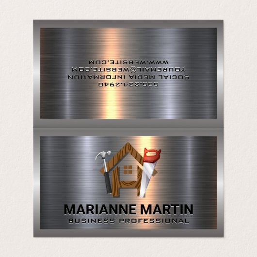 Logo | Hout-thuiszout en -hamer Visitekaartje (Buitenkant ongevouwen)