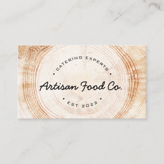 Logo in catering, sjabloon, houtwaren visitekaartje (Voorkant)