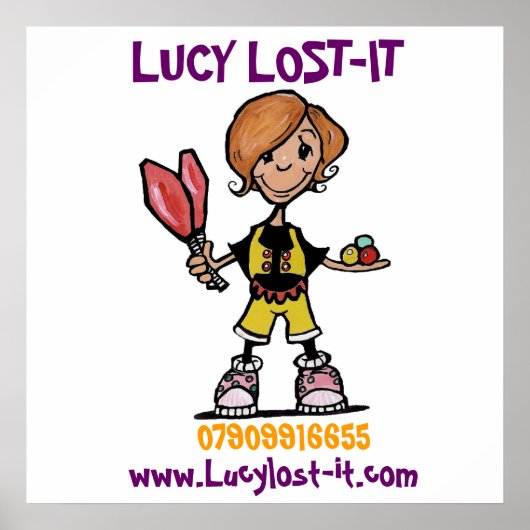 logo in uitvoering, LUCY LOST-IT, www.Lucylose-it. Poster (Voorkant)