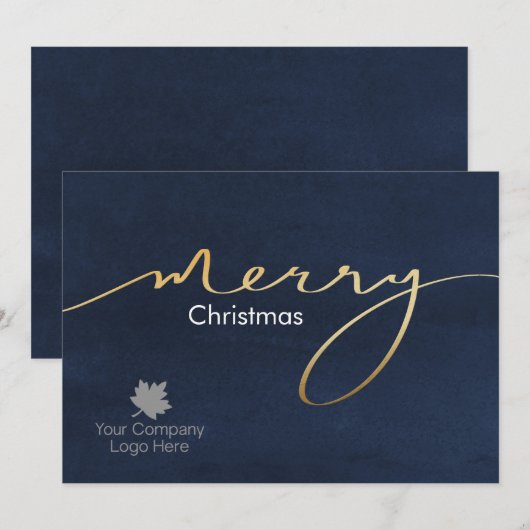 Logo Ingedrukte Script Vrolijk Kerstmisbedrijf Feestdagenkaart (Voorkant / Achterkant)