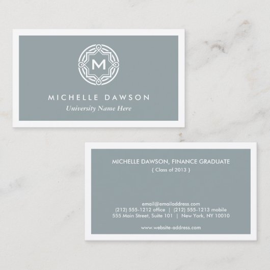 LOGO initiaal voor STUDENTEN/UNIVERSITEIT (grijs) Contactkaartje (Voorkant / Achterkant)