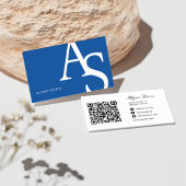 Logo initialen modern blauw vet make-up QR code Visitekaartje