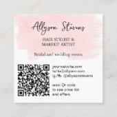 Logo initialen roze borstel vetgedrukte make-up qr vierkante visitekaartje (Achterkant)