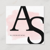 Logo initialen roze borstel vetgedrukte make-up qr vierkante visitekaartje (Voorkant)