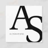 Logo initialen Zwart wit vet make-up qr code Vierkante Visitekaartje (Voorkant)