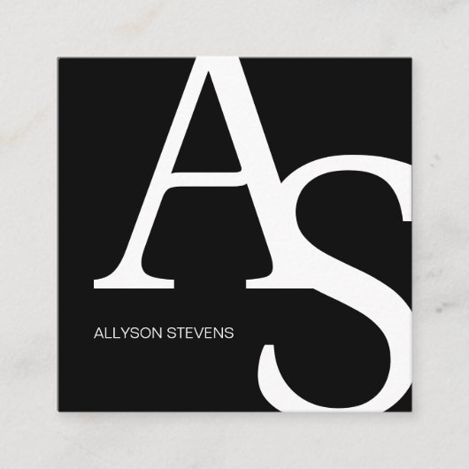 Logo initialen Zwart wit vet make-up qr code Vierkante Visitekaartje (Voorkant)