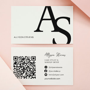 Logo initialen Zwart wit vet make-up qr code Visitekaartje