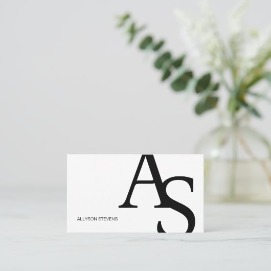 Logo initialen Zwart wit vet make-up qr code Visitekaartje (Staand voorkant)