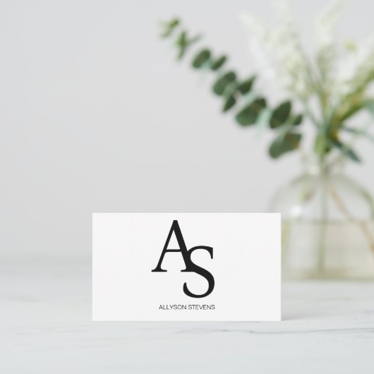 Logo initialen Zwarte witte haarmake-up qr code Visitekaartje (Staand voorkant)