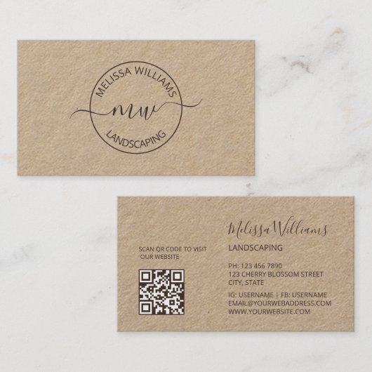 Logo Initials Kraft Visitekaartje (Voorkant / Achterkant)