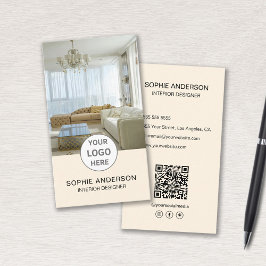 Logo Interieurontwerper Foto QR Social Media Cream Visitekaartje