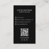 Logo Interieurontwerper Foto QR Social Media Zwart Visitekaartje (Achterkant)