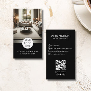 Logo interieurontwerper foto QR sociale media zwar Visitekaartje