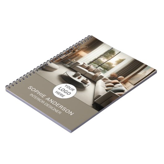 Logo interieurontwerper Foto Taupe Notitieboek (Linkerzijde)